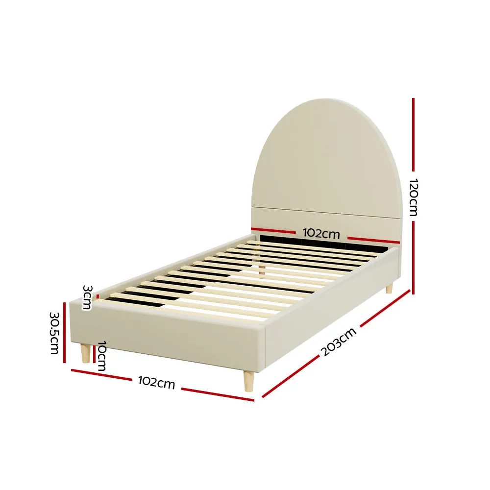 Ella Arched Single Bed Frame Cream Velvet